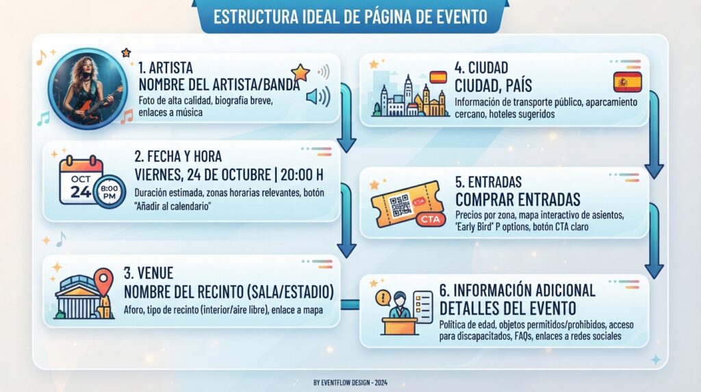 Información necesaria en una página web de un recital