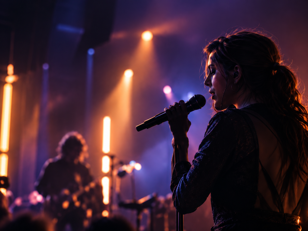 Cantante durante un show en vivo