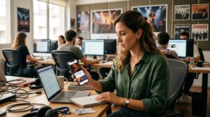 Periodista consultando contenidos de un medio digital desde Google Discover
